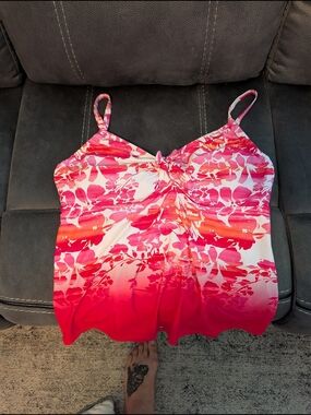 Floral Ombre Women's Swim Tankini Top And Matching Swim Skirt.